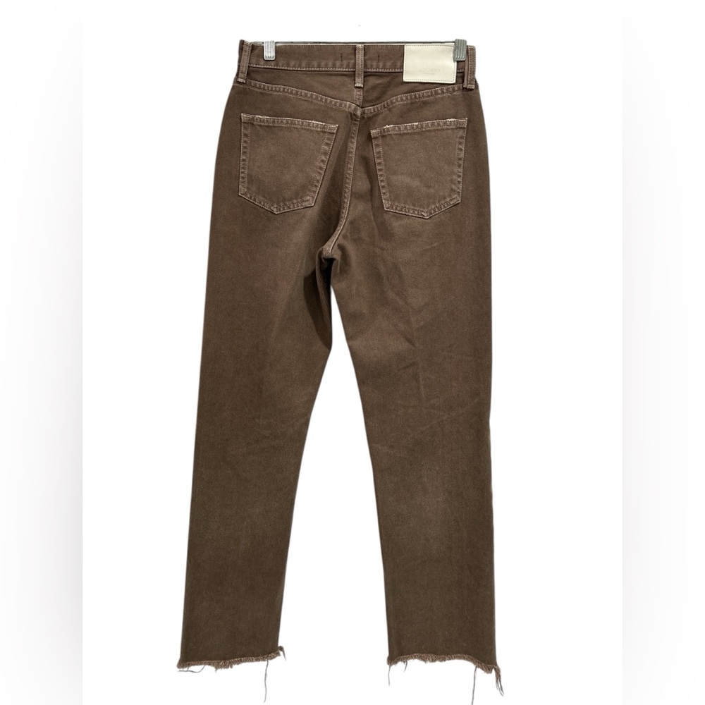 MOUSSY Vintage Emery Wide Straight Raw Hem Button Fly Jeans in Brown - 28 - Picture 6 of 15